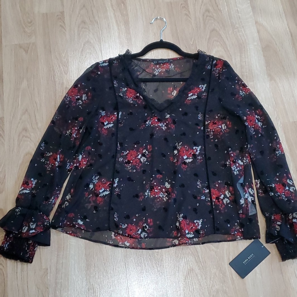 Zara Sheer Floral Top